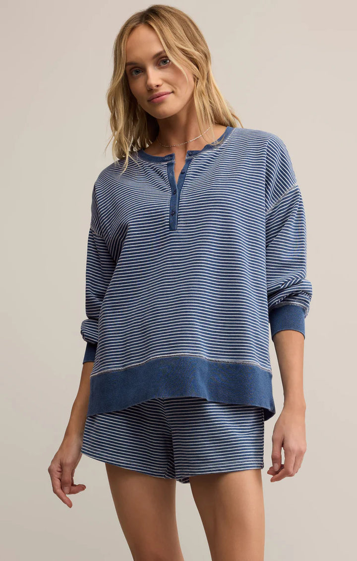Apollo Knit Denim Striped Sweatshirt
