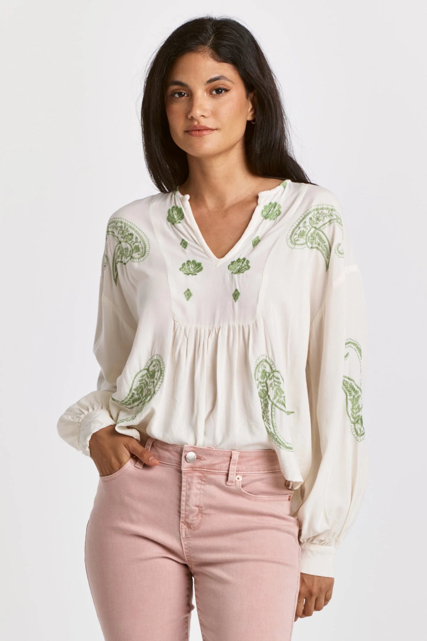 Women's Ximena Embroidery Detail Blouse – Catawba River Outfitters